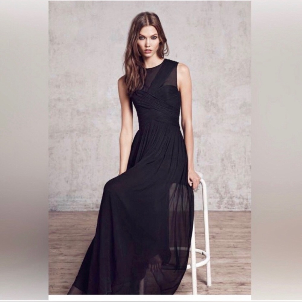 MANIJU Black Sleeveless Sheer Mesh Maxi Dress Size Medium Goth Formal Feminine